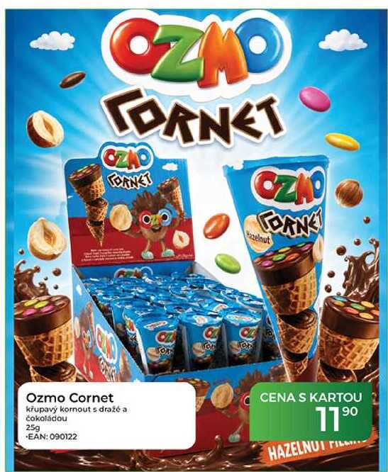 Ozmo Cornet křupavý kornout s dražé a čokoládou 25 g