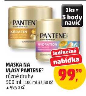 MASKA NA VLASY PANTENE různé druhy, 300 ml