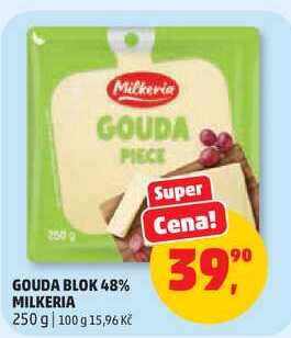 GOUDA BLOK 48% MILKERIA, 250 g