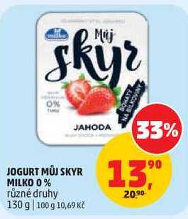 JOGURT MŮJ SKYR MILKO 0% různé druhy, 130 g