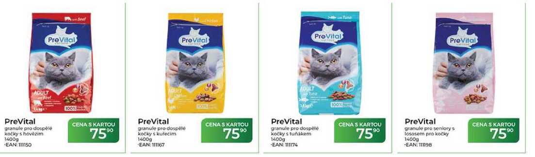 PreVital granule pro dospělé kočky stuňákem 1400g