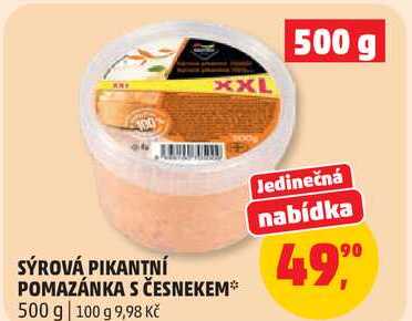 SÝROVÁ PIKANTNÍ POMAZÁNKA S ČESNEKEM, 500 g