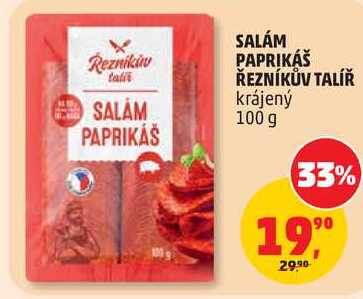SALÁM PAPRIKÁŠ ŘEZNÍKŮV TALÍŘ krájený, 100 g