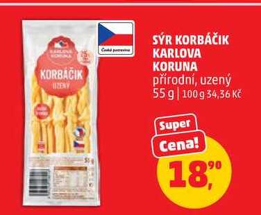 SÝR KORBÁČIK KARLOVA KORUNA přírodní, 55 g