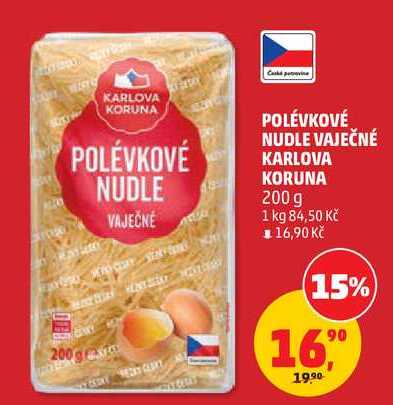 POLÉVKOVÉ NUDLE VAJEČNÉ KARLOVA KORUNA, 200 g