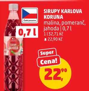 SIRUPY KARLOVA KORUNA malina, 0,7 l
