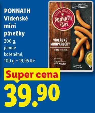 PONNATH Vídeňské mini párečky, 200 g