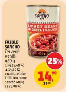 FAZOLE SANCHO červené v chilli, 420 g