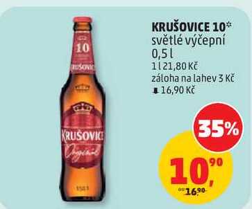 KRUŠOVICE 10 světlé výčepní, 0,5 l v akci