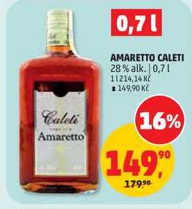 AMARETTO CALETI 28% alk., 0,7 l