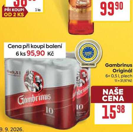 Gambrinus Originál 6x 0,51, plech