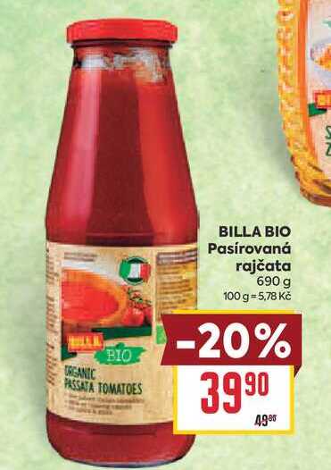 BILLA BIO Pasírovaná rajčata 690 g