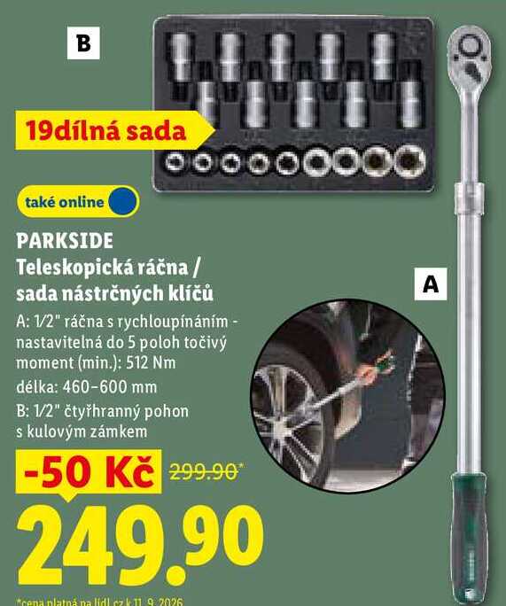 PARKSIDE Teleskopická ráčna / sada nástrčných klíčů 