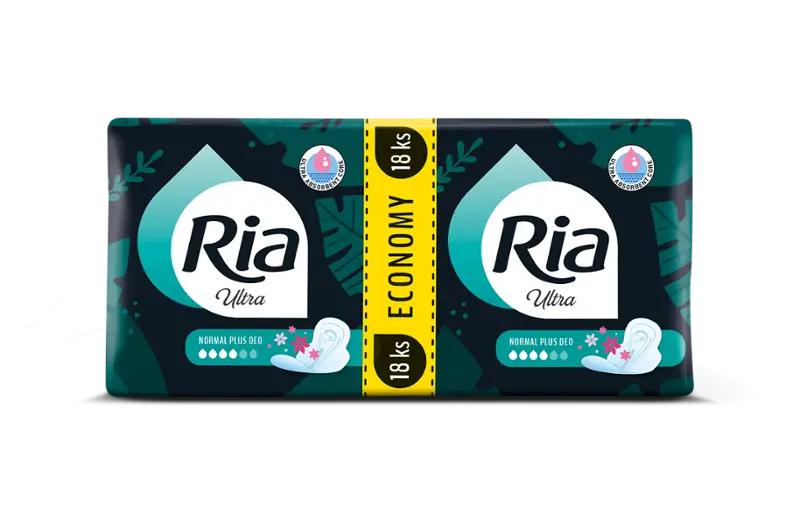 Ria Hygienické vložky Ultra Normal Plus Deo s křidélky, 18 ks