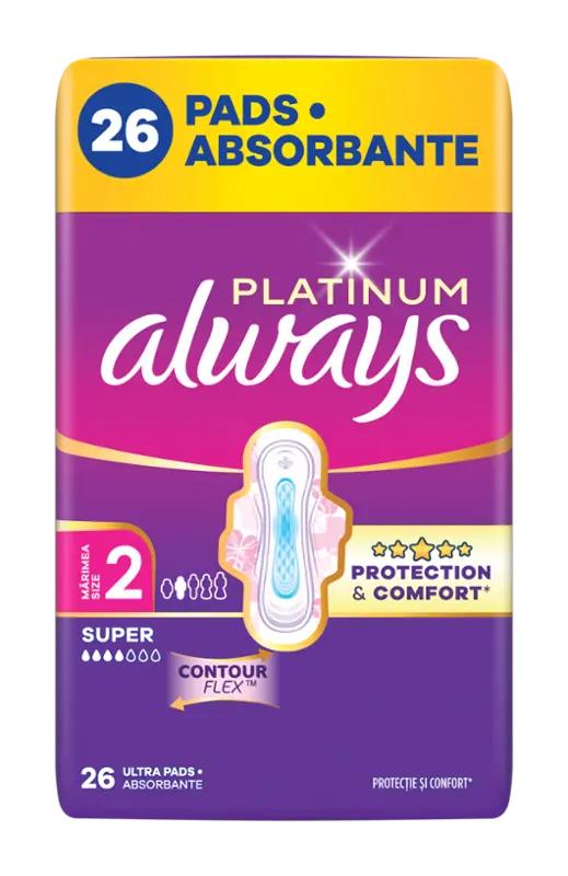 Always Hygienické vložky Platinum Super s křidélky vel. 2, 26 ks
