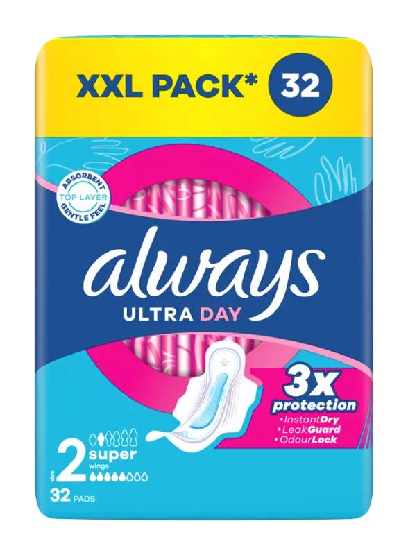 Always Hygienické vložky Ultra Day Super s křidélky vel. 2, 32 ks