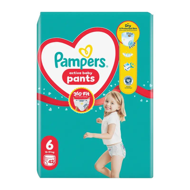 Pampers Plenkové kalhotky Active Baby, 13–19 kg, vel. 6, 42 ks