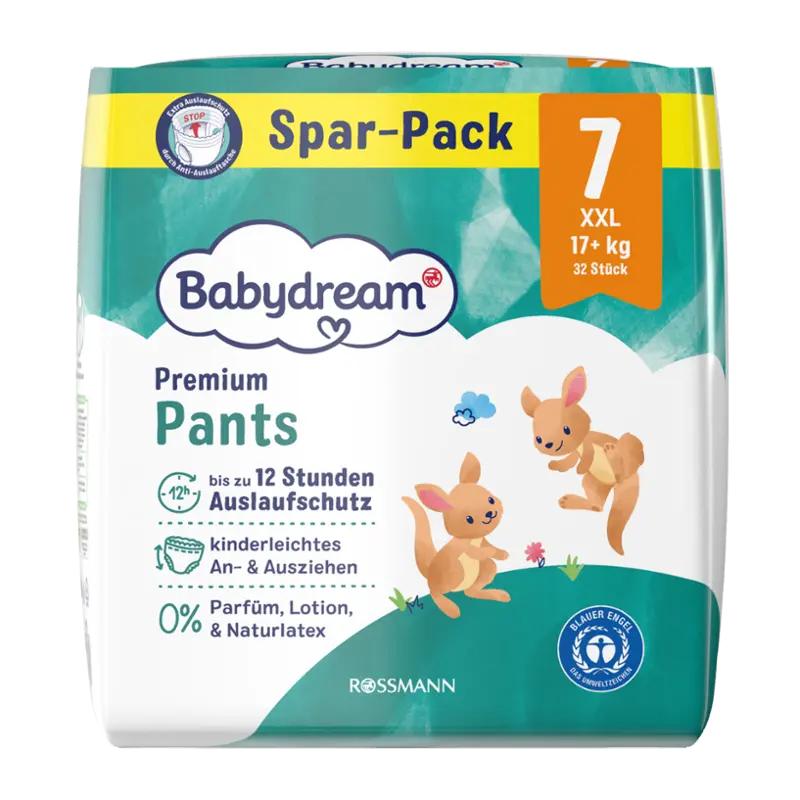 Babydream Plenkové kalhotky Premium XXL, 17+ kg, vel. 7, Jumbo-Pack, 32 ks