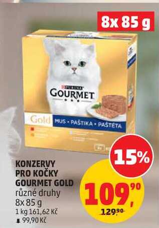 KONZERVY PRO KOČKY GOURMET GOLD různé druhy, 8x 85 g 