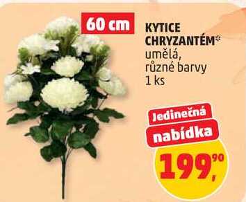 KYTICE CHRYZANTÉM umělá, různé barvy, 1 ks