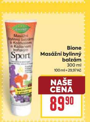 Bione Sport Masážní bylinný balzám 300 ml