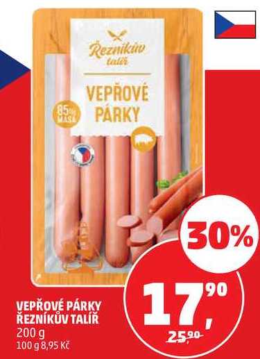 VEPŘOVÉ PÁRKY ŘEZNÍKŮV TALÍŘ, 200 g