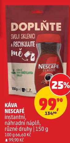 KÁVA NESCAFÉ instantní, náhradní náplň, různé druhy, 150 g