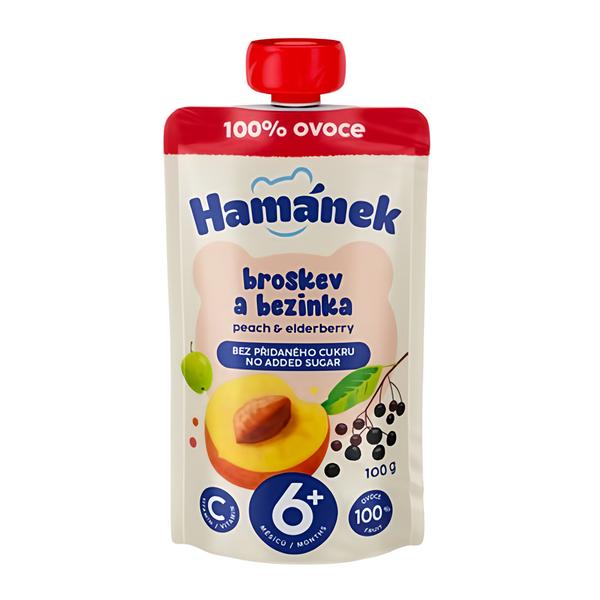 Hamánek 100% ovoce Broskev, bezinka, jablko