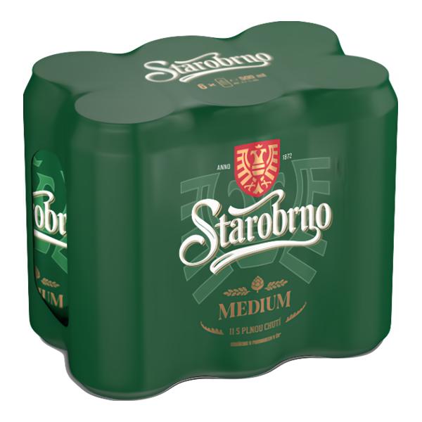 Starobrno Medium pivo v plechu 6x500ml