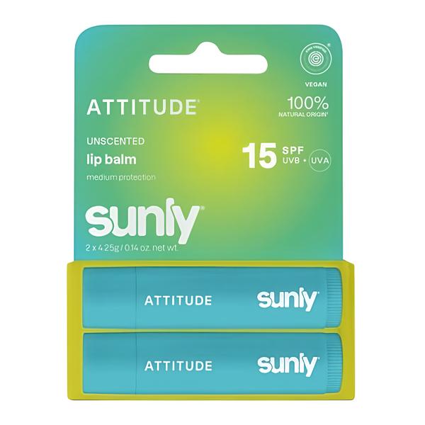 Attitude Sunly Minerální balzám na rty SPF 15 bez vůně - duopack 2 x 4,25 g