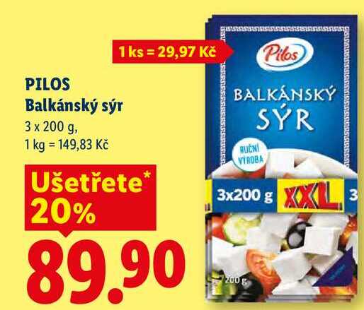 PILOS Balkánský sýr, 3 x 200 g 