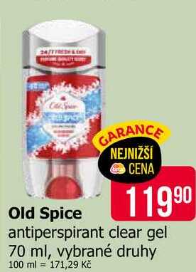 Old Spice antiperspirant clear gel 70 ml, vybrané druhy