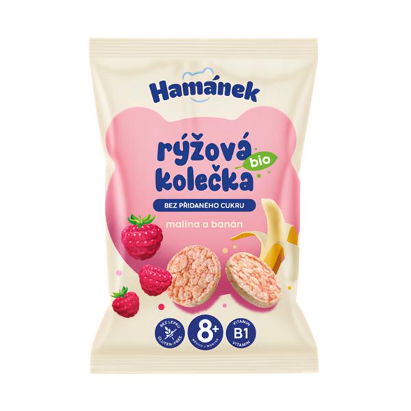 Hamánek BIO rýžová kolečka, Malina & Banán