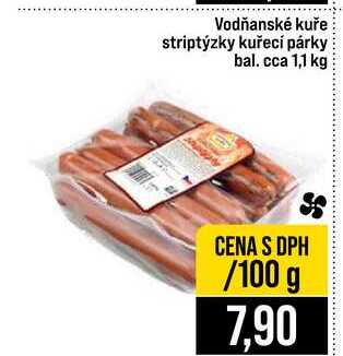 Vodňanské kuře striptýzky kuřecí párky bal. cca 1,1 kg 100g