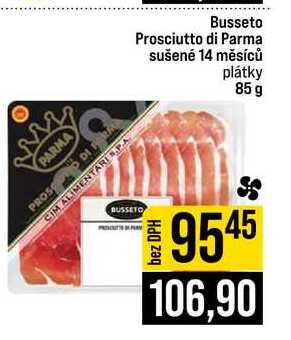 Busseto Prosciutto di Parma sušené 14 měsíců plátky 85 g 