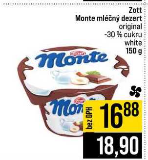 Zott Monte mléčný dezert original -30% cukru Monte white 150 g
