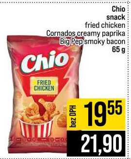 Chio snack fried chicken Cornados creamy paprika Big Pep smoky bacon 65 g