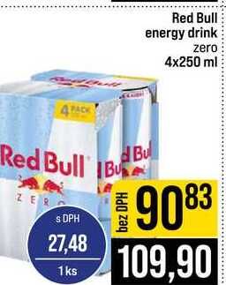Red Bull energy drink zero 4x250 ml