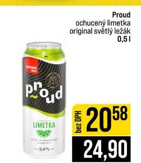 Proud ochucený limetka original světlý ležák 0,5l