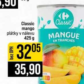 Classic mango plátky v nálevu 425 g