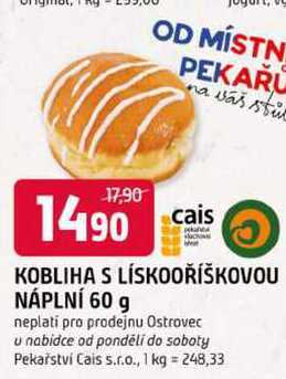 KOBLIHA S LÍSKOOŘÍŠKOVOU NÁPLNÍ 60 g