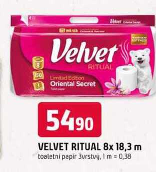 VELVET RITUAL 8x 18,3 m toaletní papír 3vrstvý