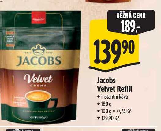  Jacobs Velvet Refill  instantní káva  180 g 