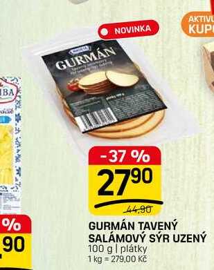 GURMÁN TAVENÝ SALÁMOVÝ SÝR UZENÝ 100 g 