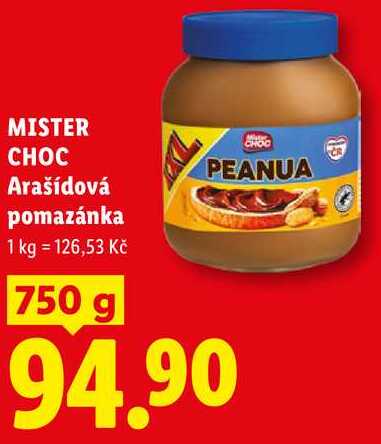 MISTER CHOC Arašídová pomazánka, 1 kg