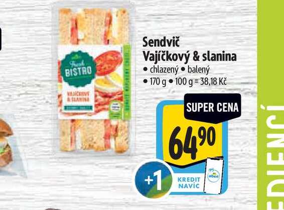  Sendvič Vajíčkový & slanina 170 g