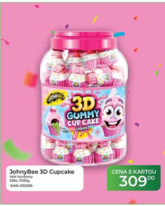 JohnyBee 3D Cupcake želé bonbony 60ks, 1080g