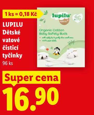LUPILU Dětské vatové čisticí tyčinky, 96 ks