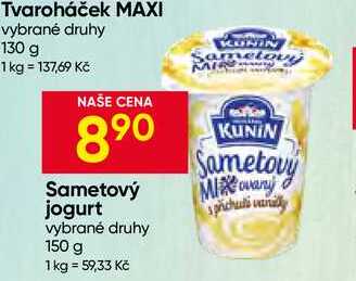 Kunín Sametový jogurt vybrané druhy 150 g