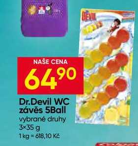 Dr.Devil WC závěs 5Ball vybrané druhy 3×35 g 